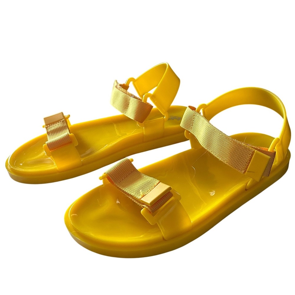 Mengsu Yellow Jelly Sport Sandals Size 8 Adjustable Strap Summer Beach